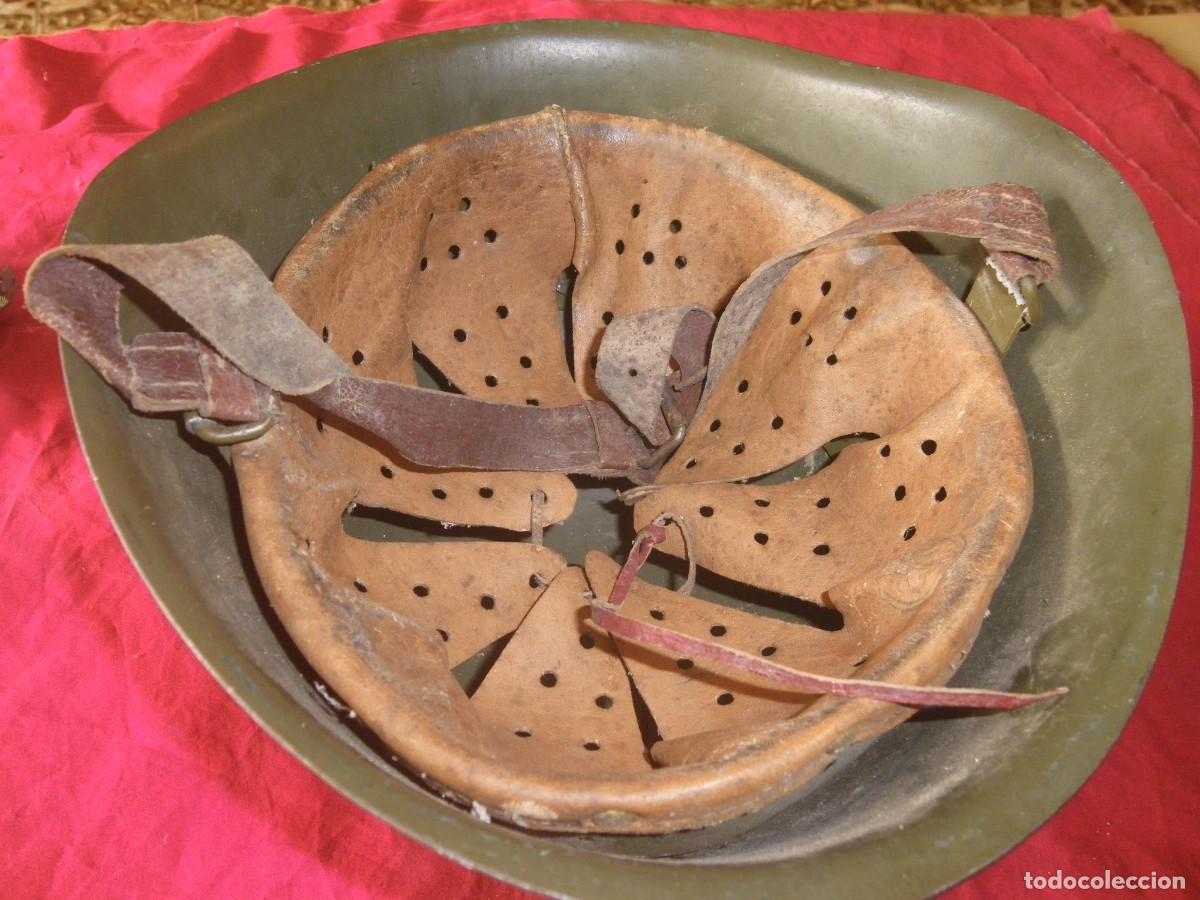 Militaria: CASCO ANTIGUO , CORREAJE DE CUERO , A CATALOGAR - Foto 5