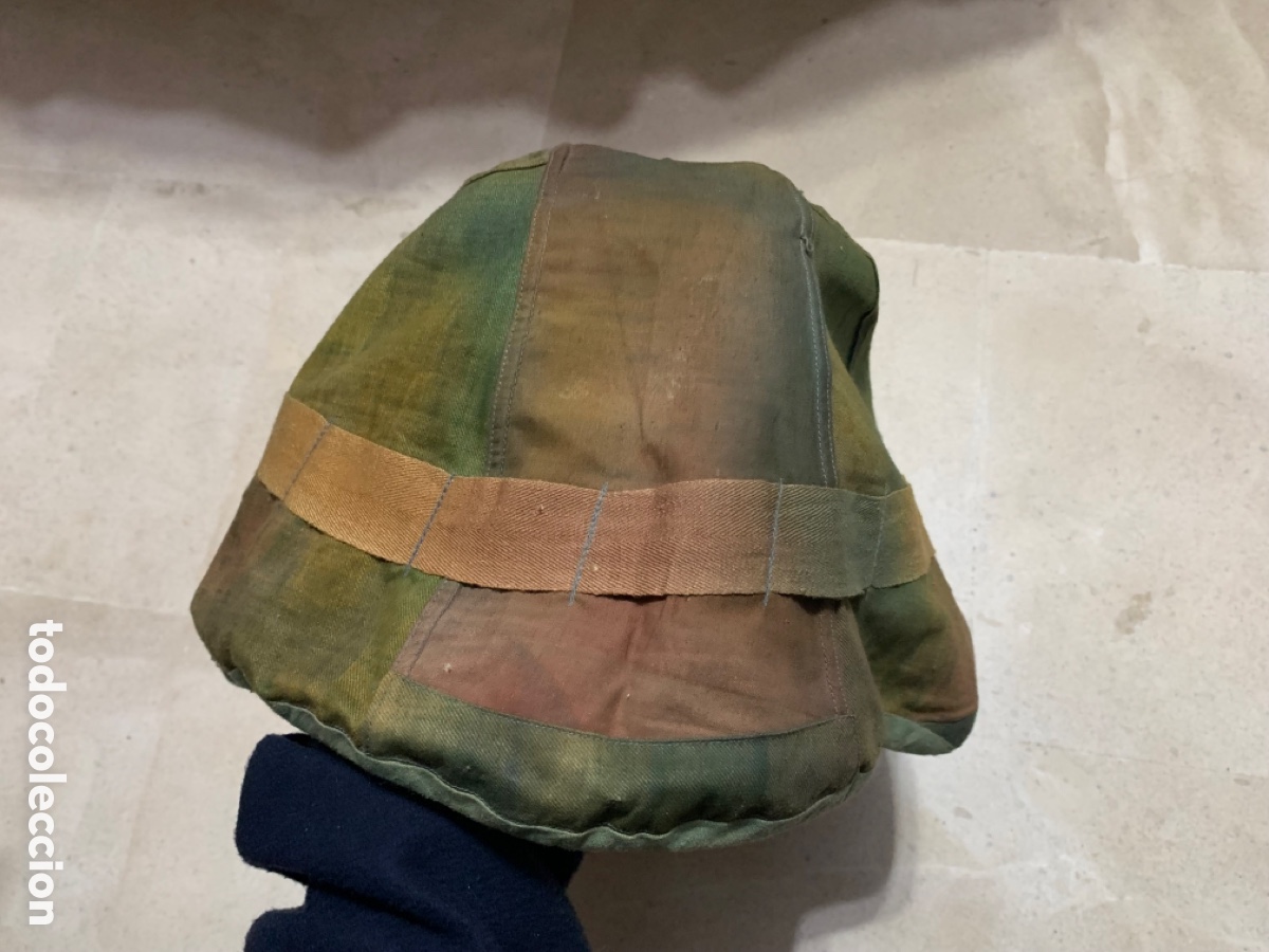 Militaria: ANTIGUA FUNDA DE CASCO SUIZO M-18 CAMUFLAJE REVERSIBLE SEGUNDA GUERRA