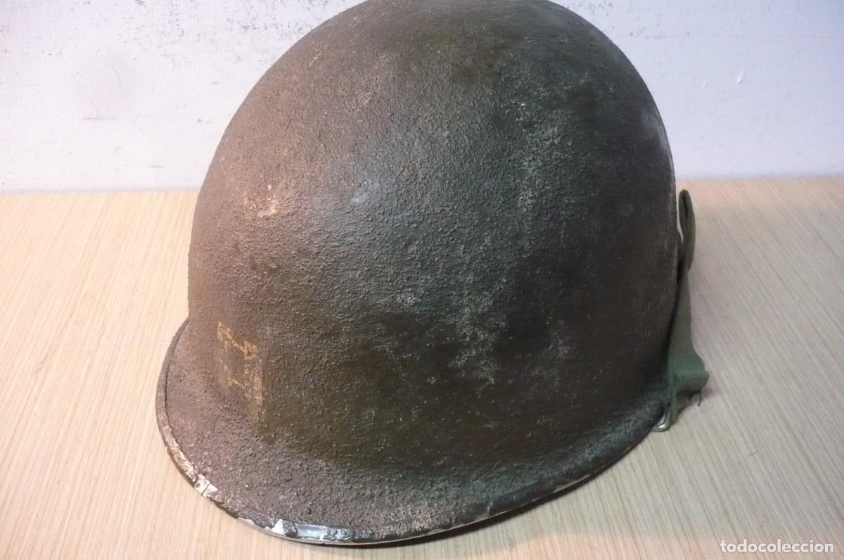 Militaria: CASCO M1 US.A TRABILLA DELANTERA 2&ordm; GUERRA MUNDIAL