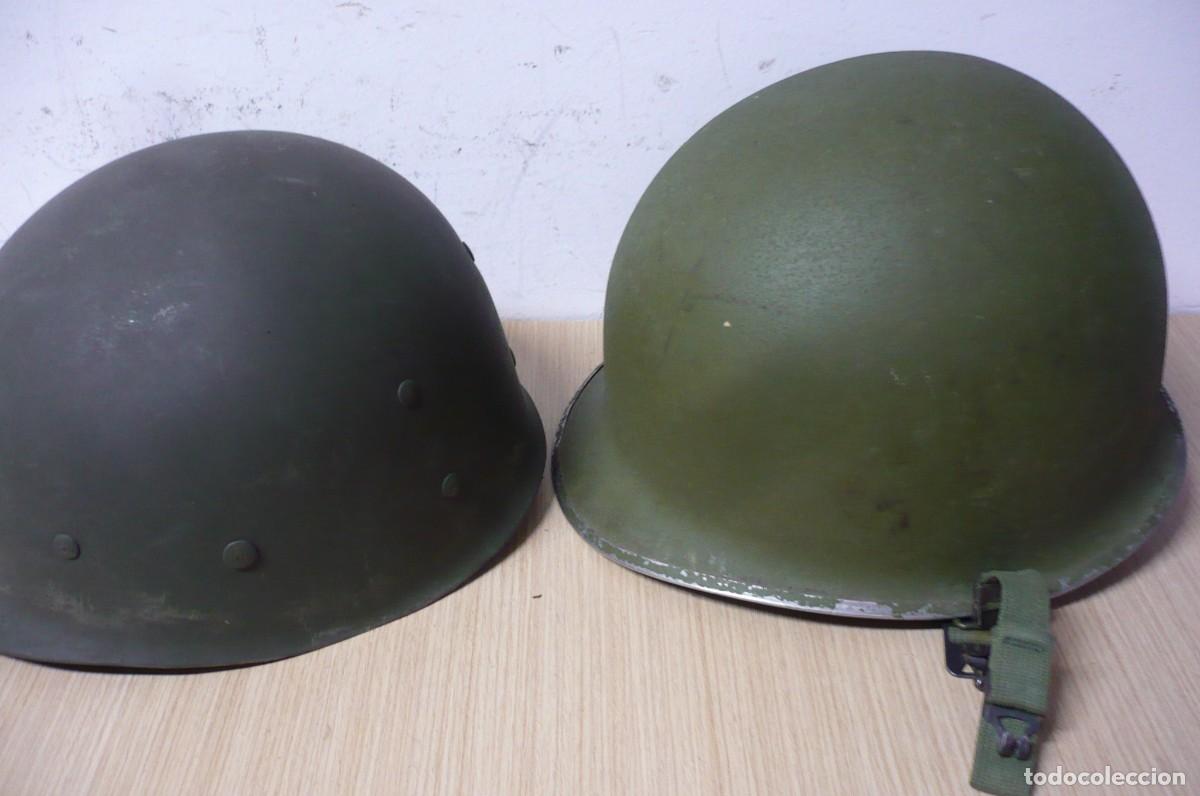 Militaria: CASCO U.S.A M1 A1 TRABILLA DELANTERA COLOR VERDE OLIVA 2&ordm; GUERRA MUNDIAL-COREA-VIETNAM