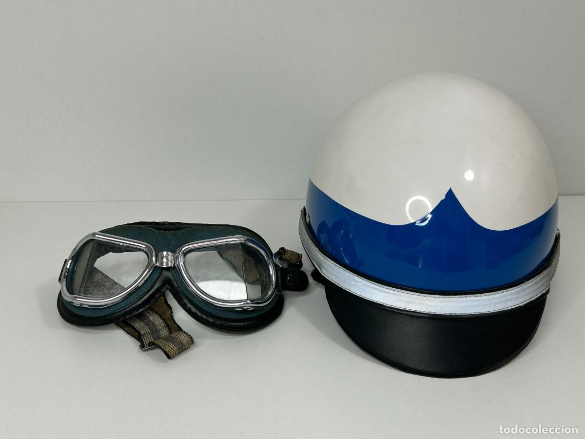 Militaria: ANTIGUO CASCO Y GAFAS POLIC&Iacute;A TR&Aacute;FICO DURALEU FORTE