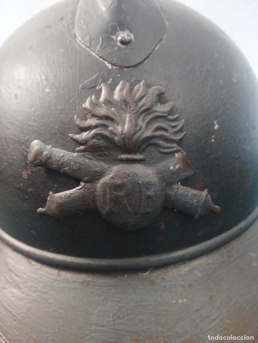 Militaria: Casco Militar Adrian modelo 1915 para artiller&iacute;a.