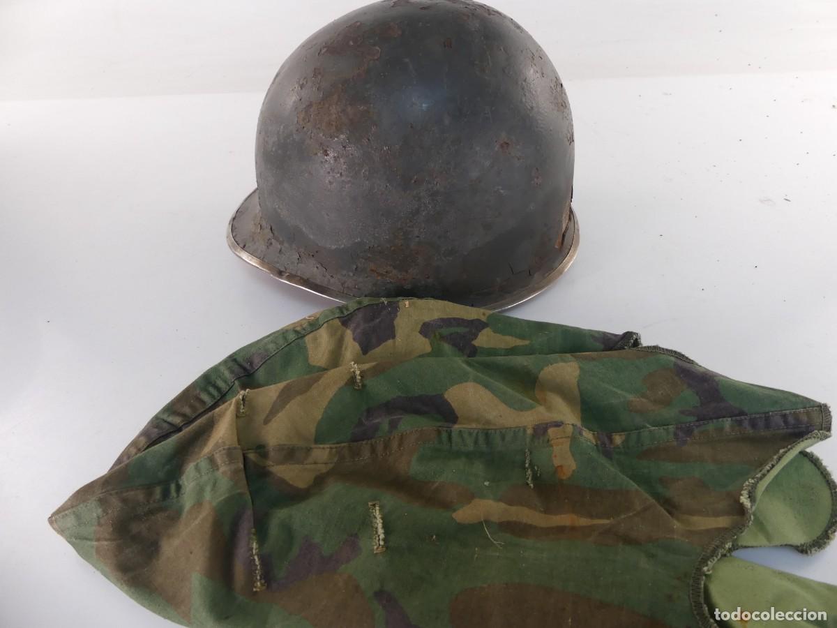 Militaria: CASCO MILITAR AMERICANO MODELO M1 CON FUNDA CAMO