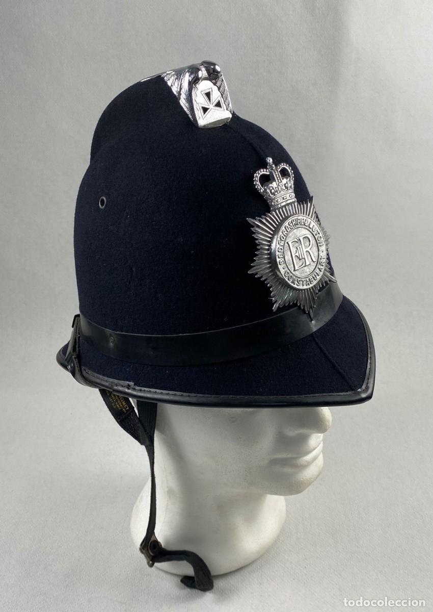 Militaria: CASCO BRIT&Aacute;NICO POLIC&Iacute;A BOBBY POLICE BEDFORDSHIRER & LUTON CONSTABULARY