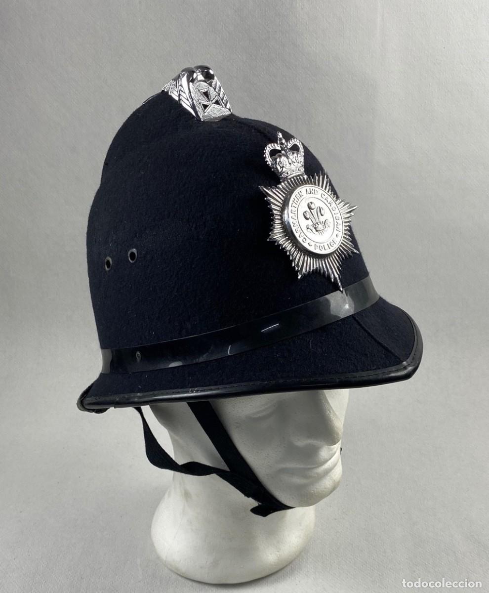 Militaria: CASCO BRIT&Aacute;NICO POLIC&Iacute;A BOBBY POLICE CARMARTHEN AND CARDIGAN POLICE
