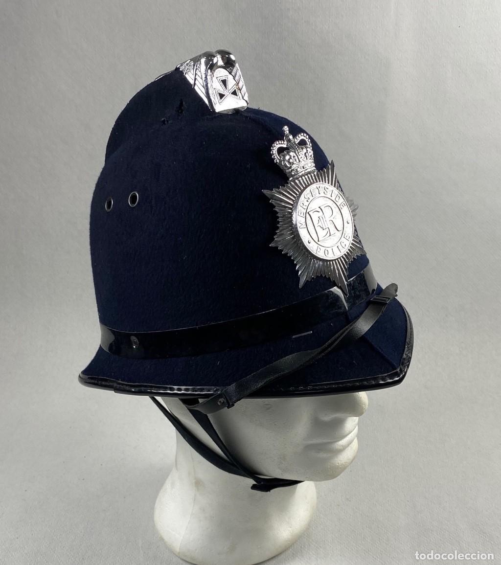Militaria: CASCO BRIT&Aacute;NICO POLIC&Iacute;A BOBBY POLICE MERSEYSIDE POLICE