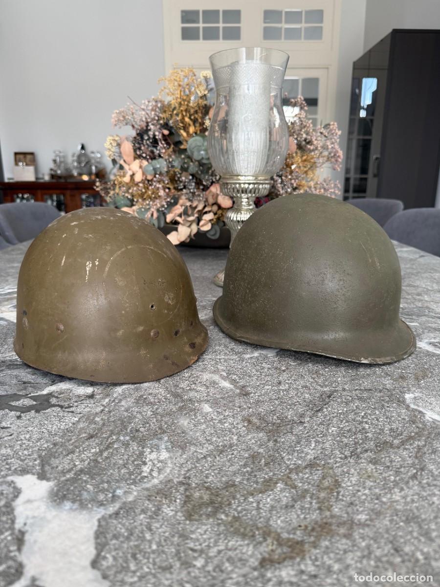 Military Antiques: Casco estadounidense M1 de la Segunda Guerra Mundial con sotocasco