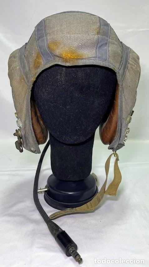 Militaria: Casco de vuelo RAF brit&aacute;nico posguerra &ndash; 22C/1730 &ndash; Talla 2 &ndash; Con auriculares