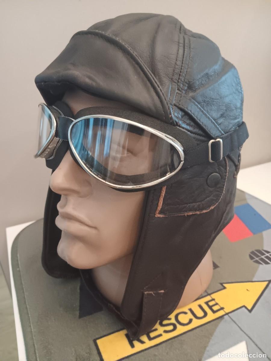 Militaria: GORRO DE PILOTO DEL ROYAL FLYING CORPS R&Eacute;PLICA ACTUAL CON GAFAS LEON JEANTET