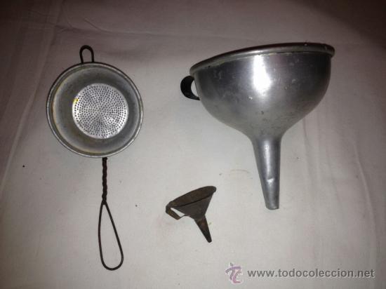 Militaria: LOTE DE EMBUDOS Y COLADOR DE CAMPA&Ntilde;A GUERRA CIVIL ESPA&Ntilde;OLA