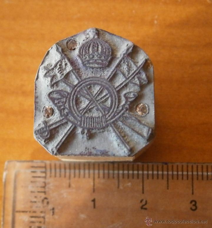 Militaria: Tampon de imprenta de academia. - Foto 1