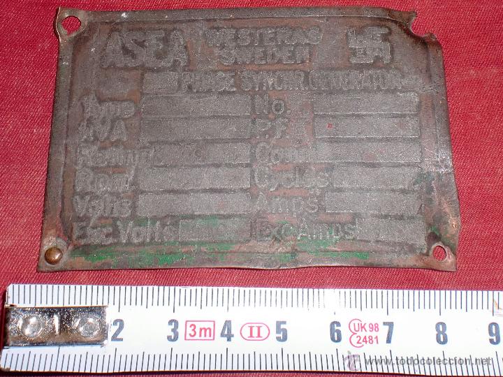 Militaria: Placa de maquinaria o avi&oacute;n . - Foto 1
