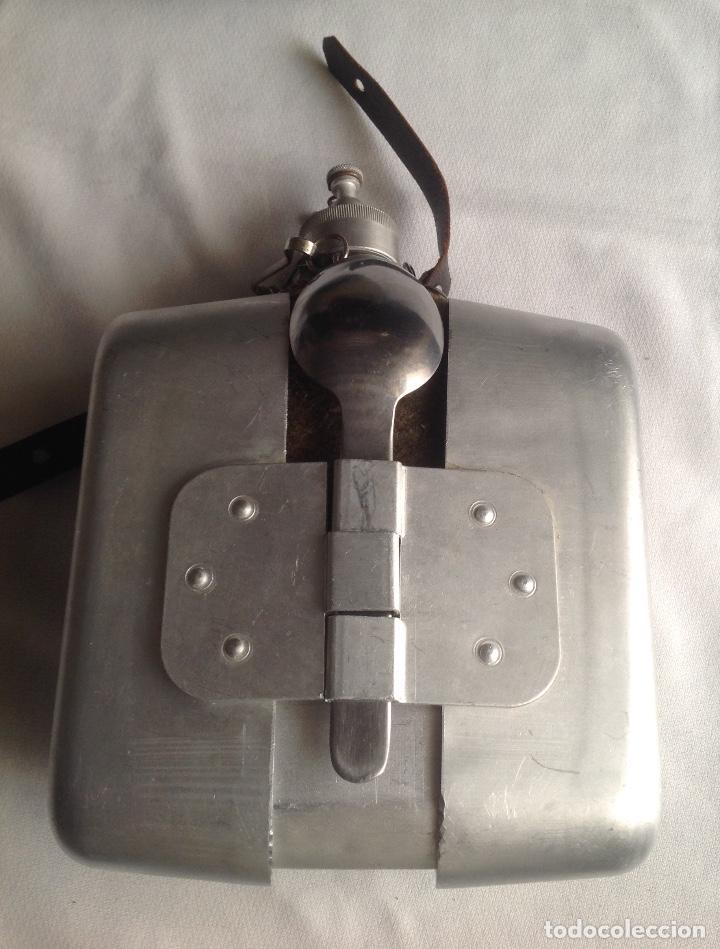 Militaria: ANTIGUA CANTIMPLORA DE ALUMINIO CON PLATOS Y CUBIERTO - Foto 9