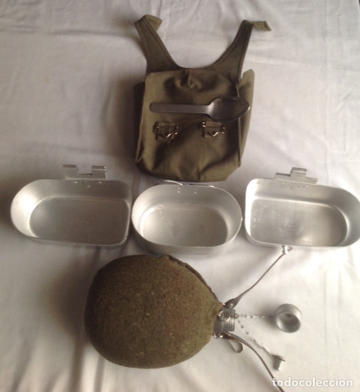 Militaria: ANTIGUA CANTIMPLORA DE ALUMINIO CON PLATOS Y CUBIERTO - Foto 1
