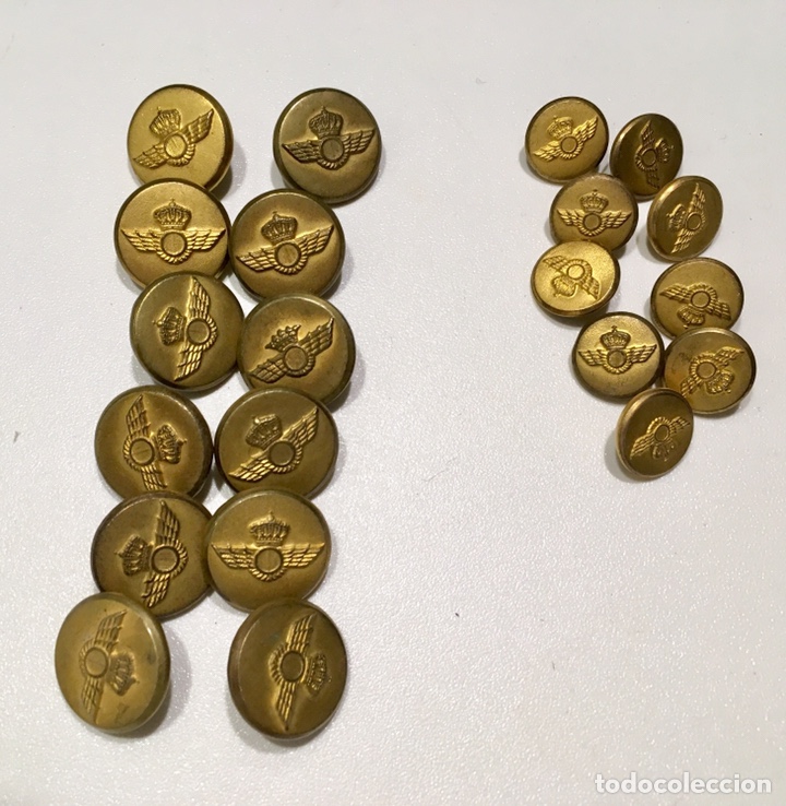 Militaria: Lote de 12+9 botones ejercito espa&ntilde;ol del aire - Foto 1