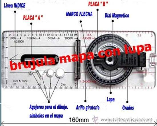 Militaria: brujula mapa , doble capa con lupa - Foto 2