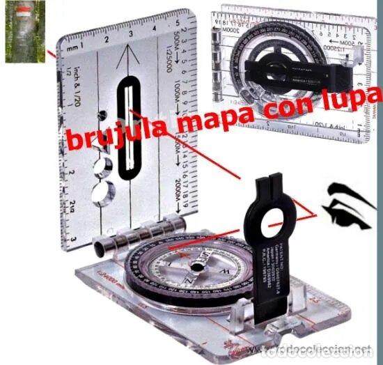 Militaria: brujula mapa , doble capa con lupa - Foto 1