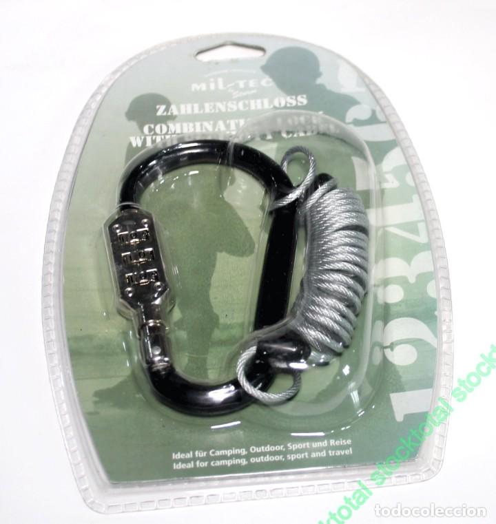 Militaria: MOSQUETON CANDADO CON CABLE Y COMBINACION  MIL TEC - Foto 2