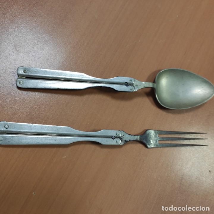 Militaria: ANTIGUOS CUBIERTOS PLEGABLES DEL EJERCITO - Foto 1