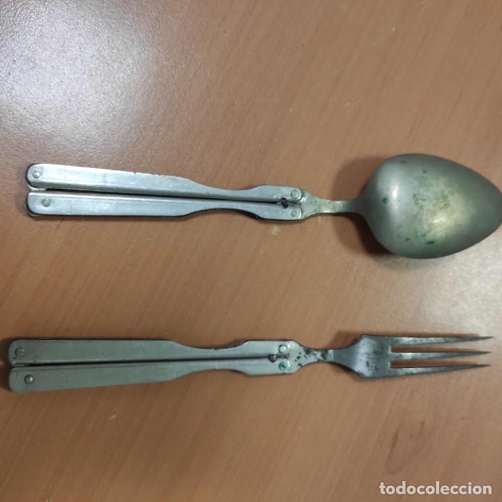 Militaria: ANTIGUOS CUBIERTOS PLEGABLES DEL EJERCITO - Foto 2