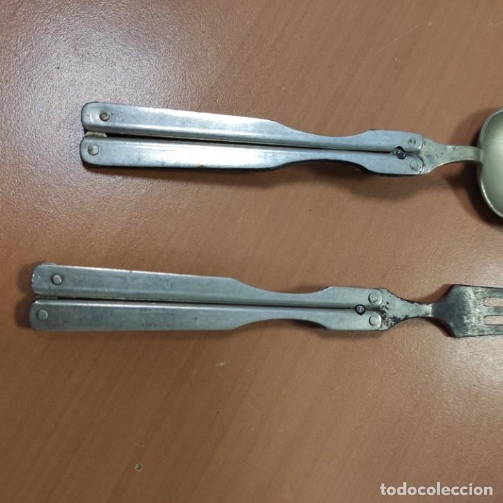Militaria: ANTIGUOS CUBIERTOS PLEGABLES DEL EJERCITO - Foto 3