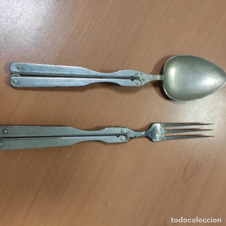 Militaria: ANTIGUOS CUBIERTOS PLEGABLES DEL EJERCITO - Foto 4