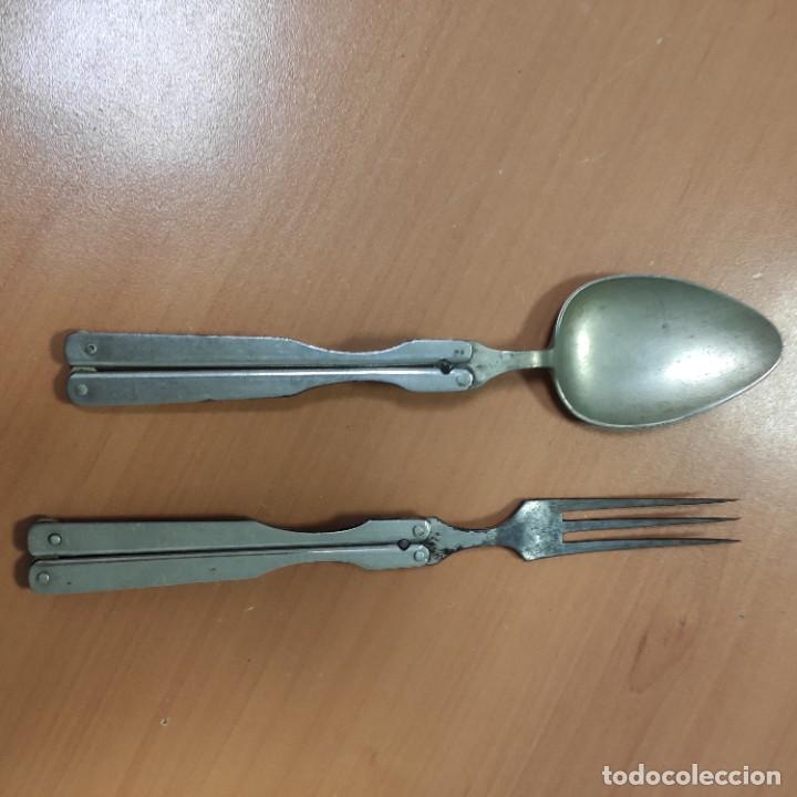 Militaria: ANTIGUOS CUBIERTOS PLEGABLES DEL EJERCITO - Foto 5