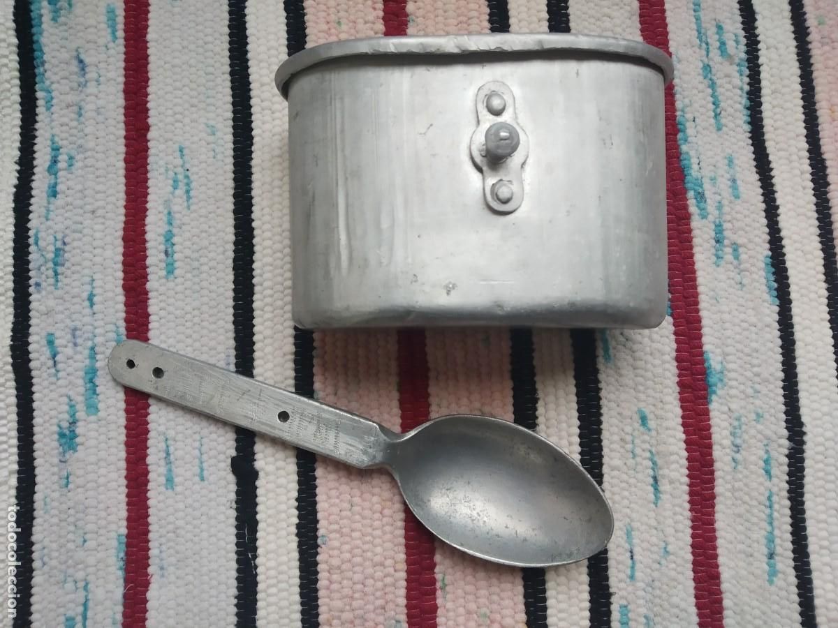 Militaria: CUCHARA Y BASE CANTIMPLORA MILITAR - SIDI IFNI - Foto 1