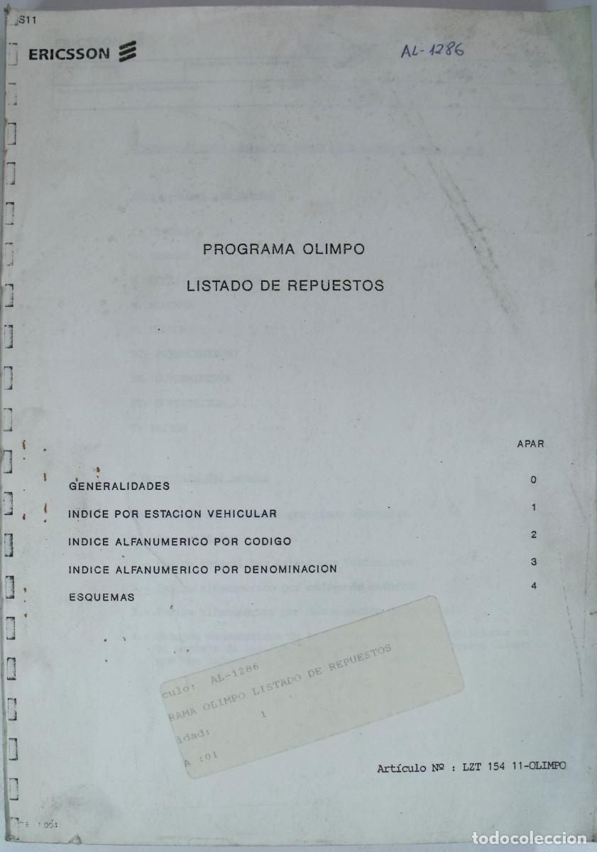 Militaria: PROGRAMA OLIMPO LISTADO DE REPUESTOS. ERICSSON 1991 - Foto 1