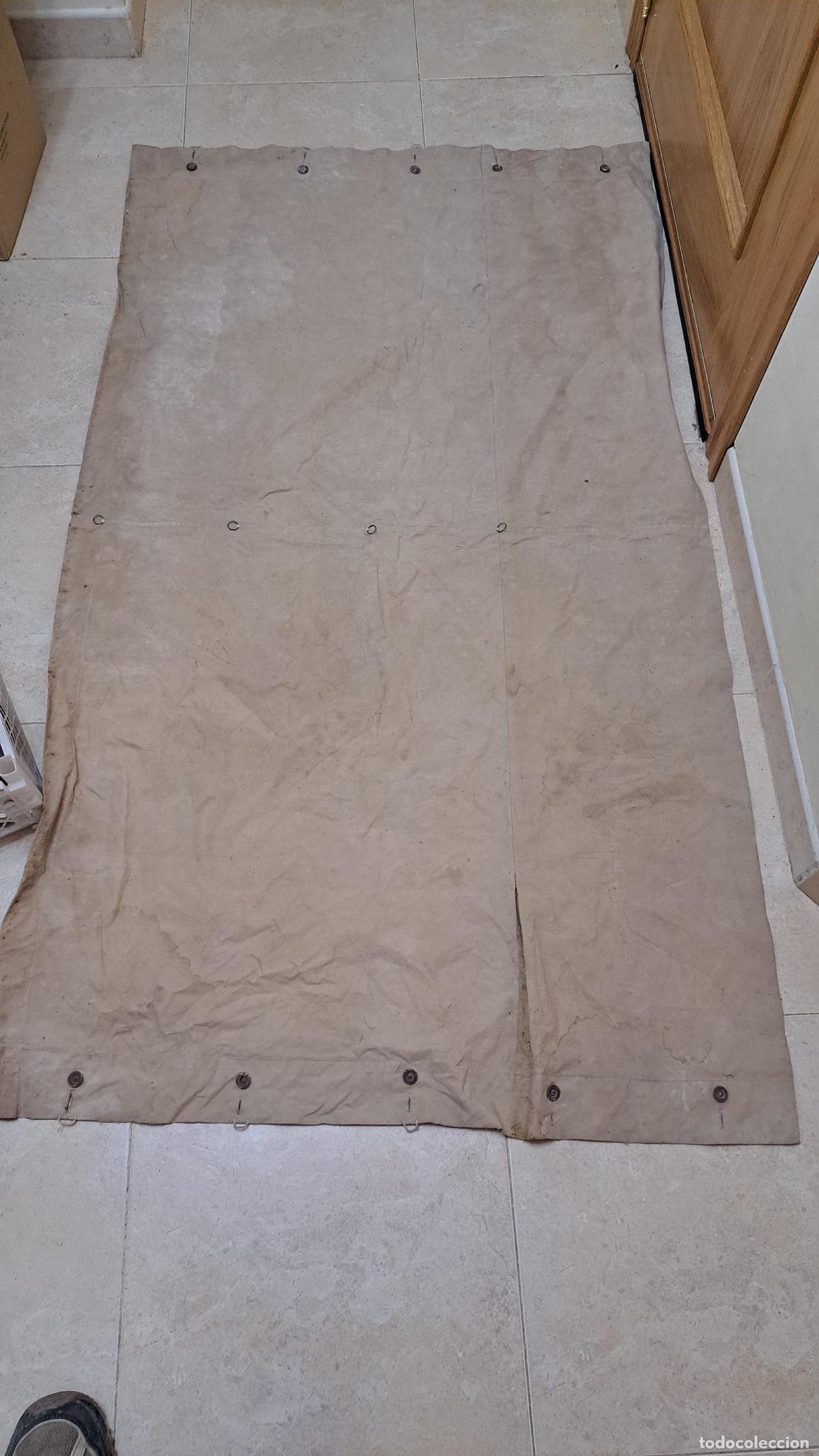 Militaria: Antigua tela tienda de campa&ntilde;a militar