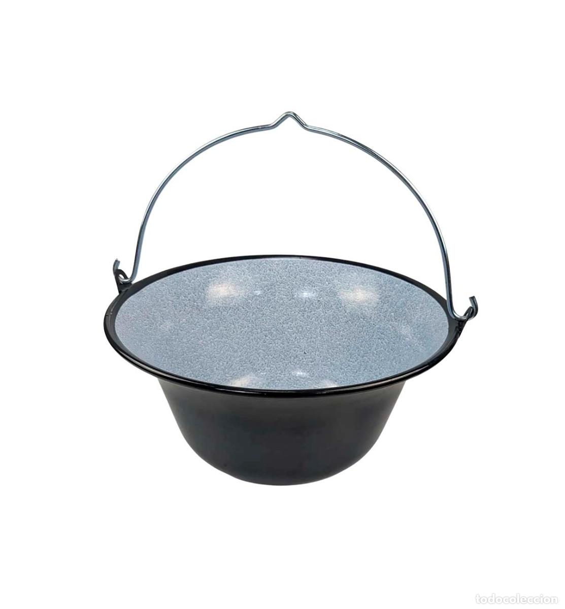 Militaria: Olla h&uacute;ngara esmaltada de 10l + tr&iacute;pode de cocina - Foto 1