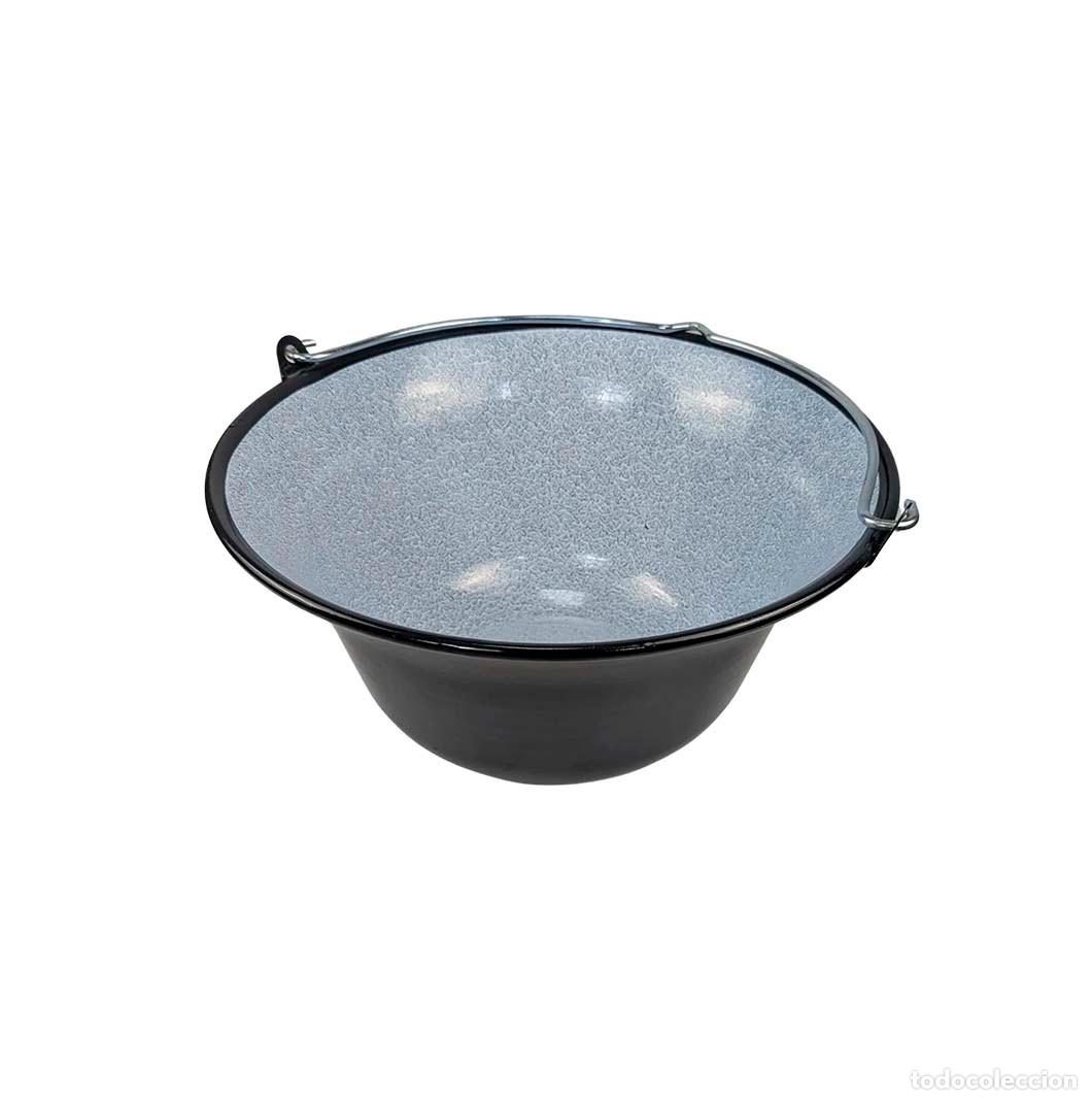 Militaria: Olla h&uacute;ngara esmaltada de 10l + tr&iacute;pode de cocina - Foto 2