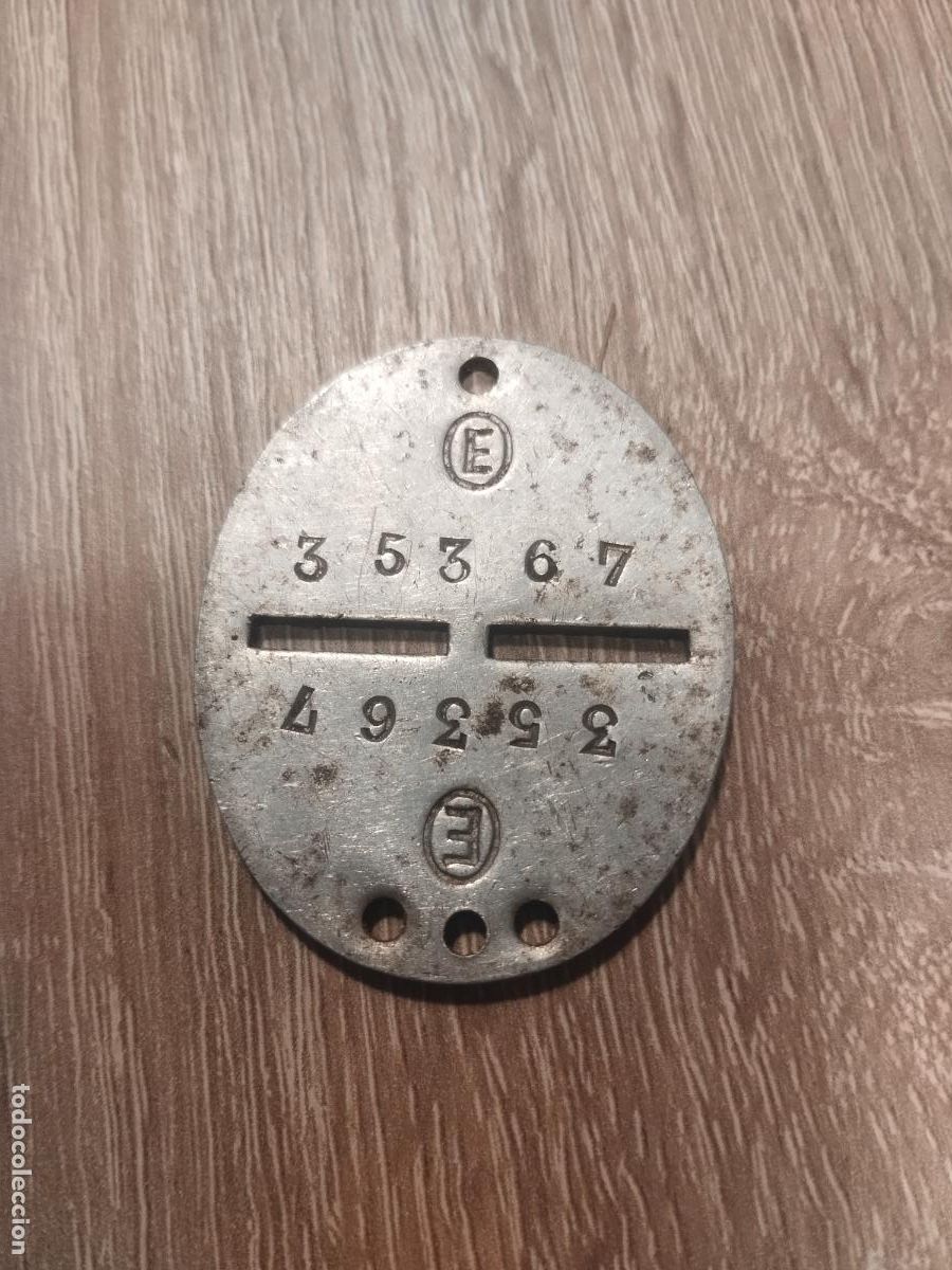 Militaria: TKZ - PLACA DE IDENTIFICACION MILITAR CON EL N&ordm; DE IDENTIFICACION. SIN LA CADENA.