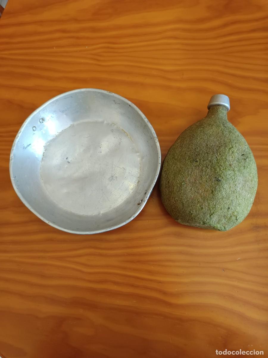 Militaria: Cantimplora y plato militar de aluminio antiguo tipo guerra civil. Ej&eacute;rcito Espa&ntilde;ol