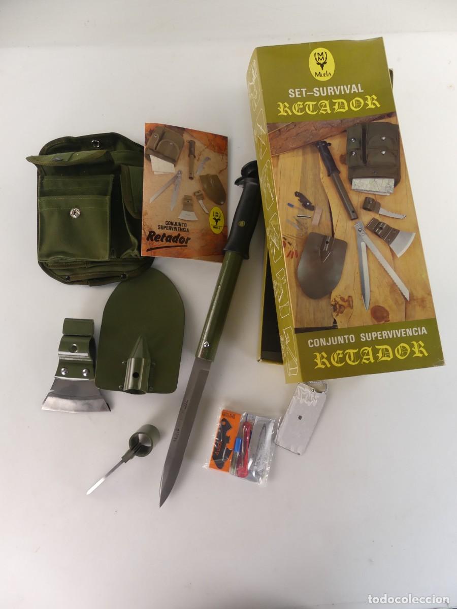 Militaria: PALA SUPERVIVENCIA MUELA RETADOR A&Ntilde;OS 80 EN CAJA