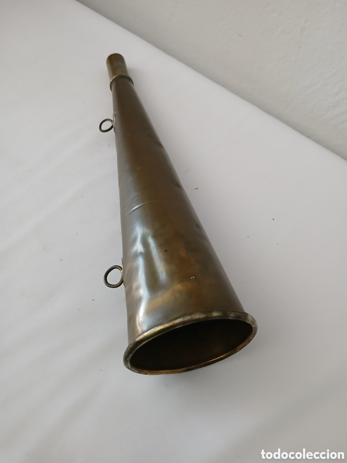 Militaria: ANTIGUA CORNETA DE LATON - Foto 2