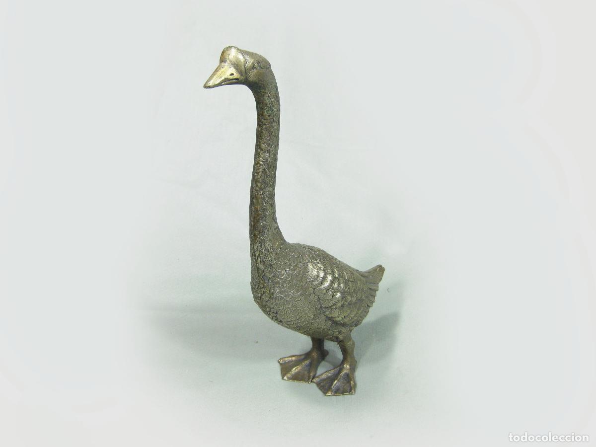 Militaria: ESCULTURA DE UN PATO, OCA O GANSO DE LAT&Oacute;N CROMADO. VINTAGE. A&Ntilde;OS 60