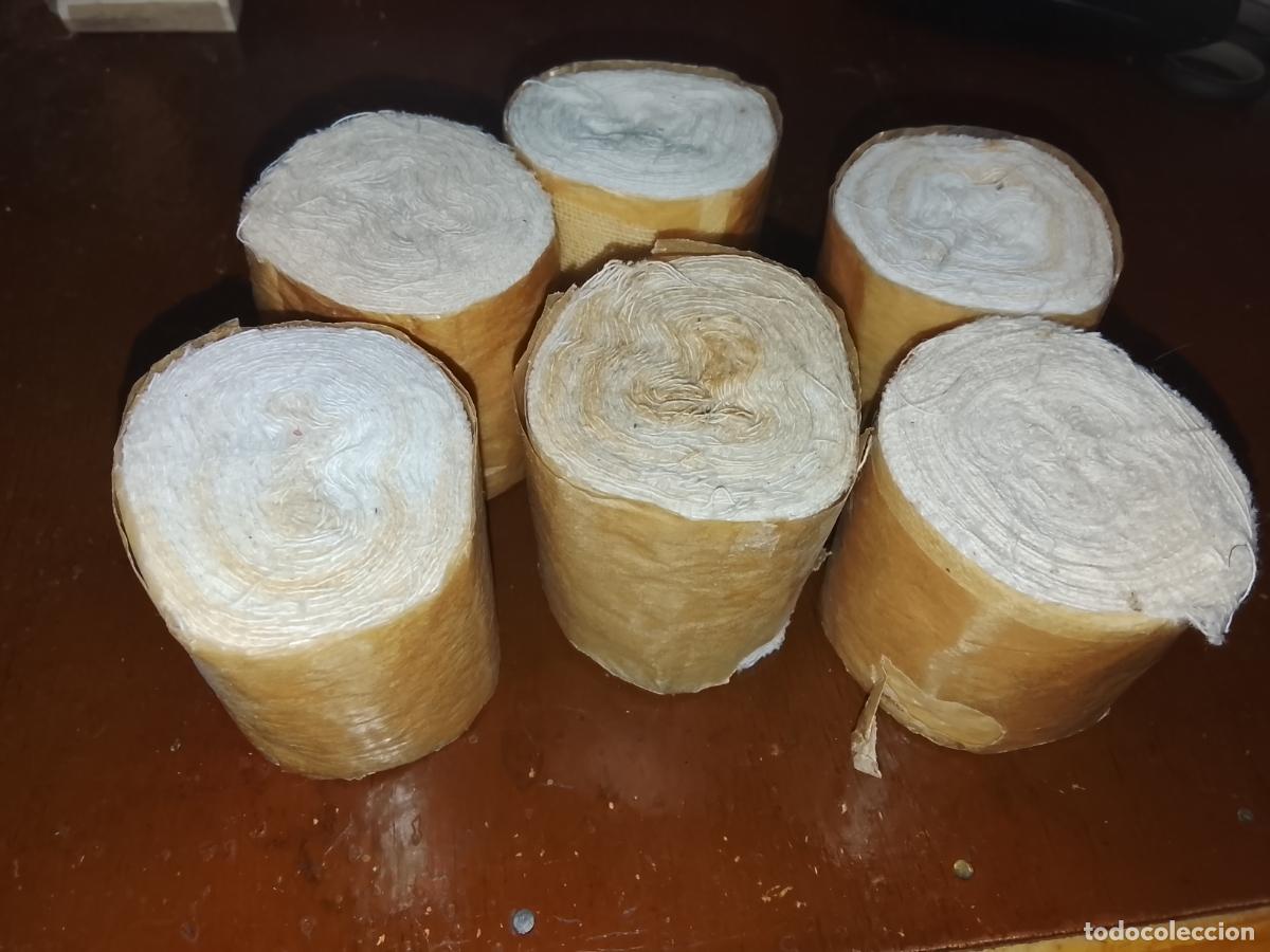 Militaria: Lote 6 Antiguos Rollos de Vendas de Gasa - Botiqu&iacute;n Militar / Sanidad &Eacute;poca (A&ntilde;os 40-50)