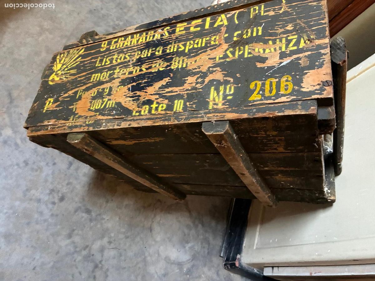 Militaria: Caja madera vacia municion militar 9 granadas ECIA listas para disparar morteros de 81 mm esperanzaa