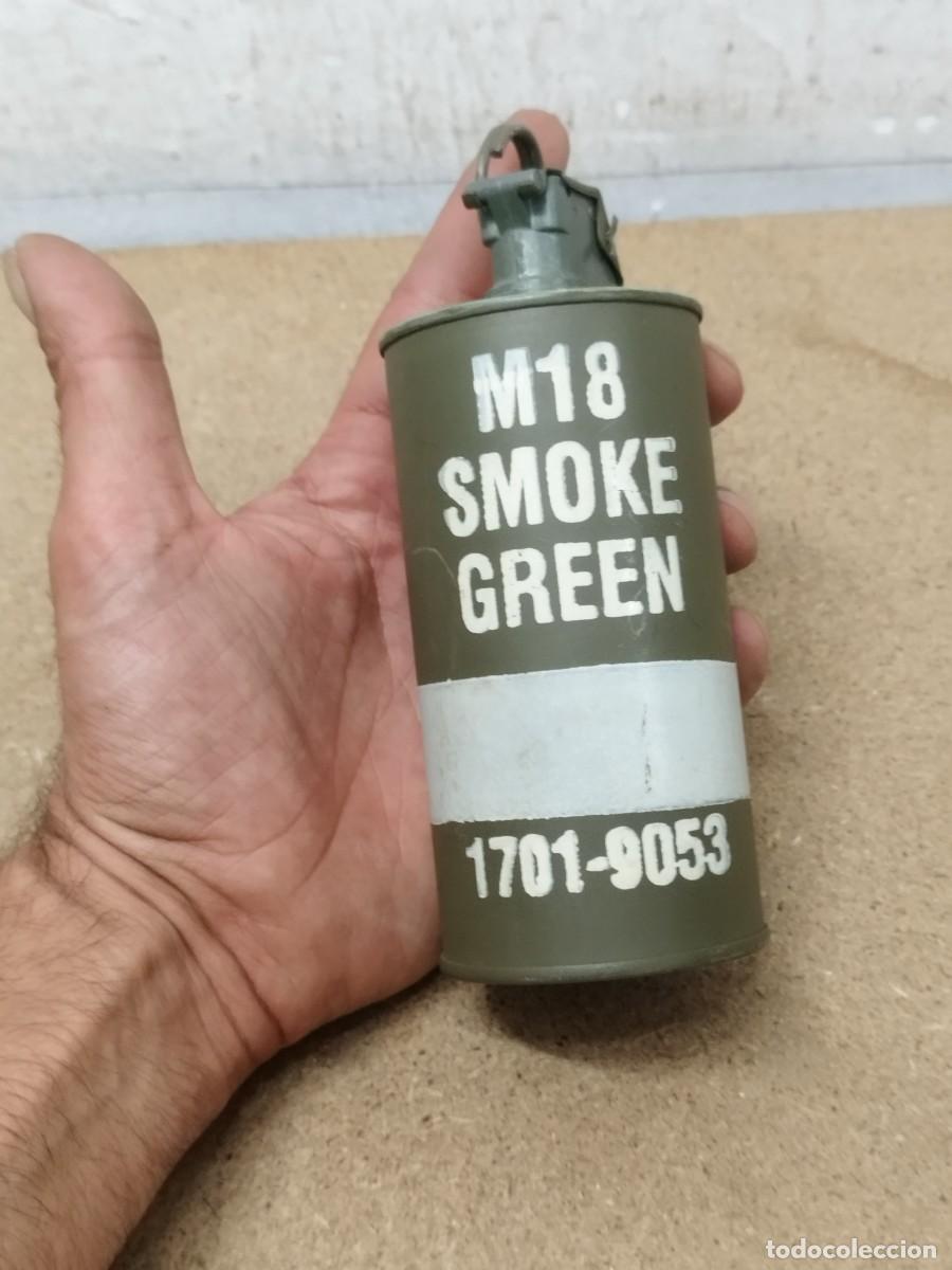 Militaria: Objeto de decoraci&oacute;n. Bote de humo inerte, Smoke Green.