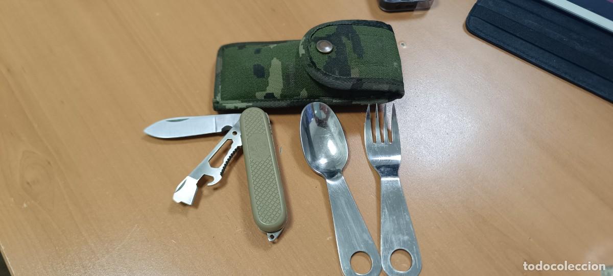 Militaria: JUEGO DE NAVAJA CON CUCHARA Y TENEDOR DEL EJERCITO ESPA&Ntilde;OL ITURRI Y AITOR