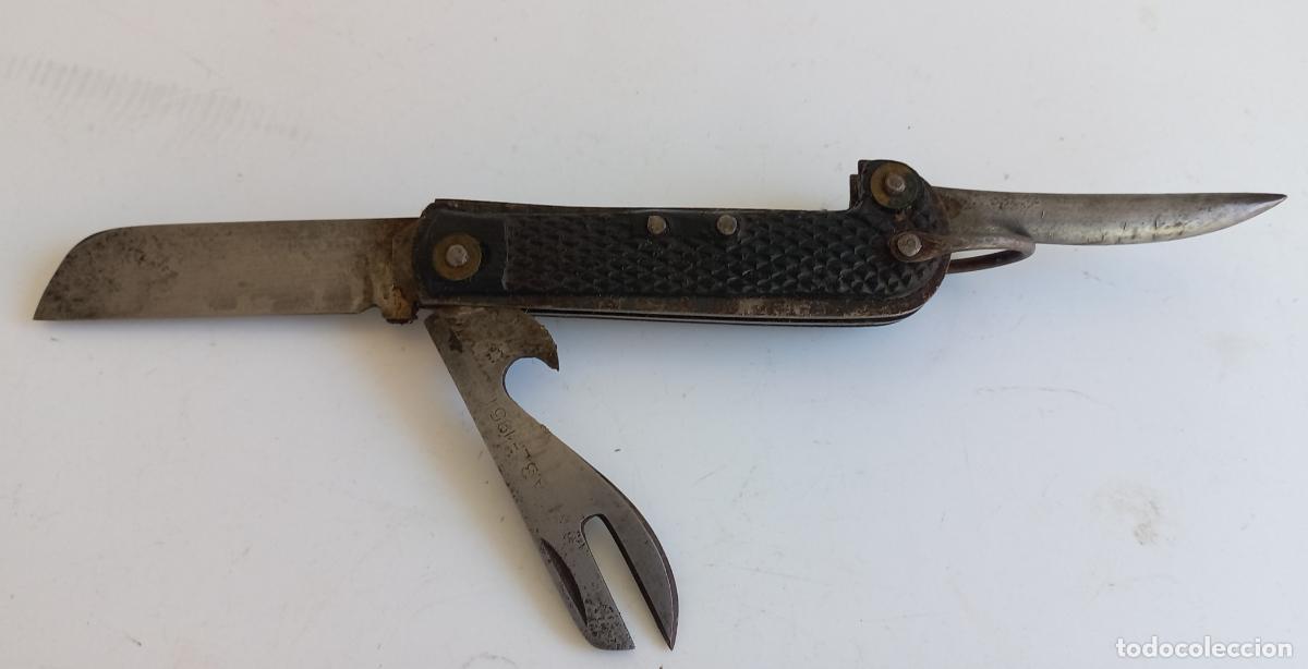 Militaria: Antigua navaja militar de 1951 A.B.L. de la marina o del ej&eacute;rcito belga. Cuchillo. ABL