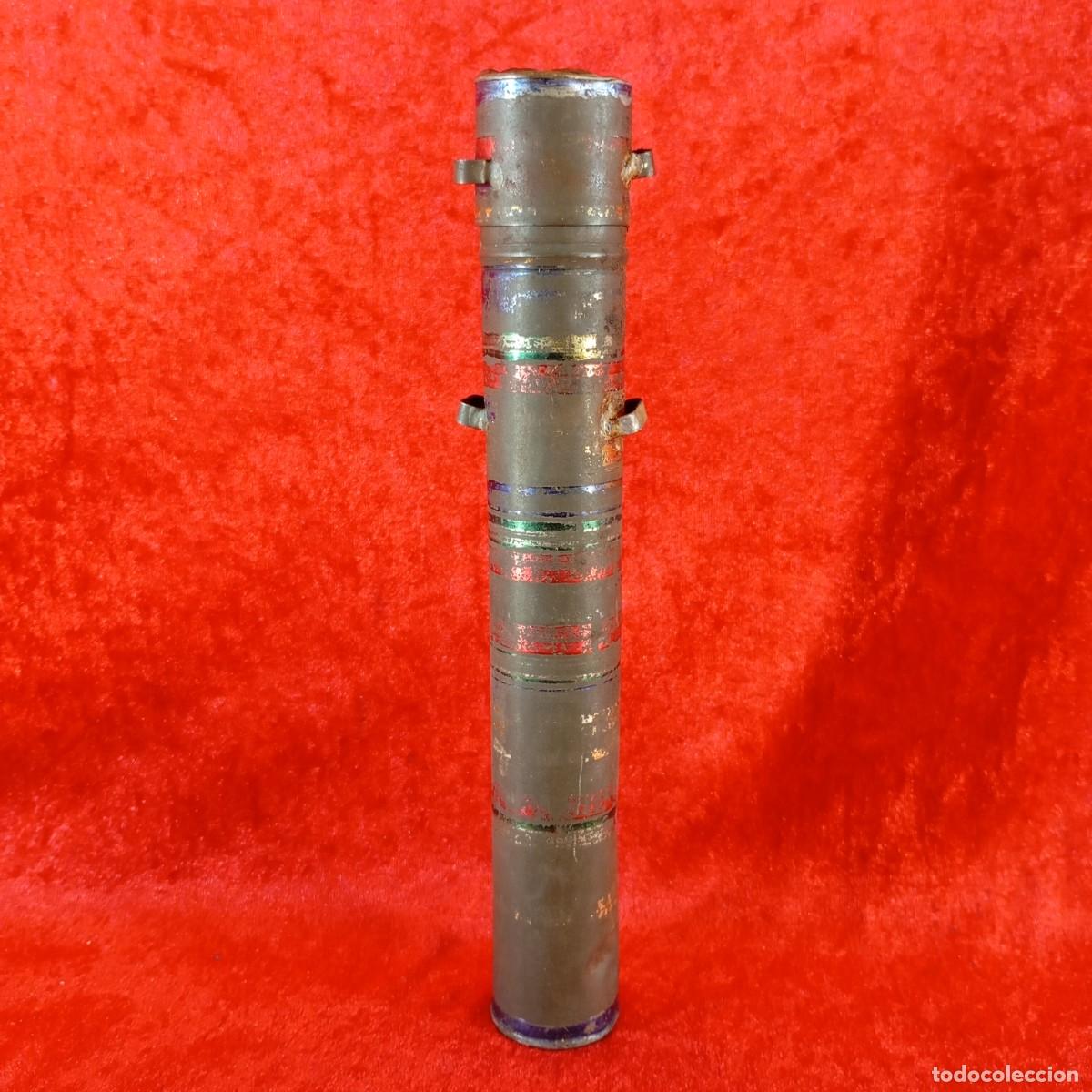 Militaria: ANTIGUO TUBO DE PORTADOCUMENTOS ESPA&Ntilde;OL - DOCUMENTOS MILITARES - SIGLO XIX - 23,3 CM DE ALTO