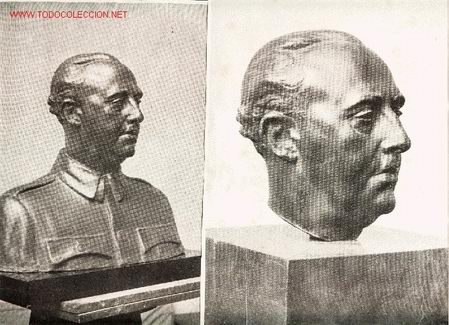 Militaria: 2 antiguas fotografias bustos de Franco