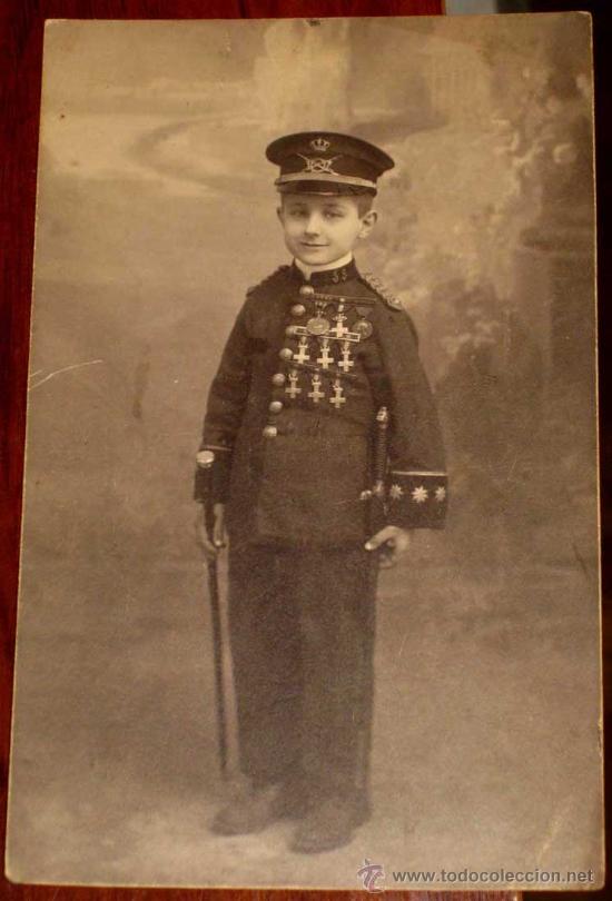 Militaria: ANTIGUA FOTOGRAFIA ORIGINAL DE NI&Ntilde;O VESTIDO DE CORONEL EPOCA DE ALFONSO XIII . TAMA&Ntilde;O POSTAL - ESCRI