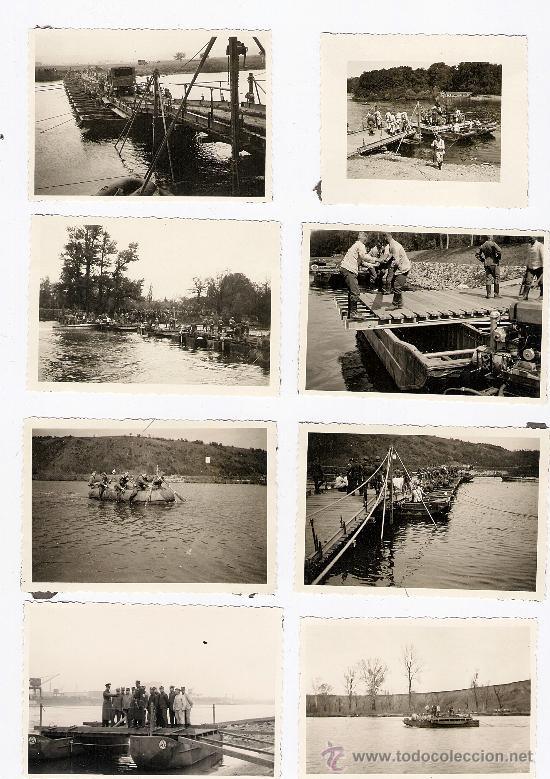 8 FOTOGRAFIAS SEGUNDA GUERRA MUNDIAL, CONSTRUCCION DE PUENTES FLOTANTES (Militar - Fotografía Militar - II Guerra Mundial)