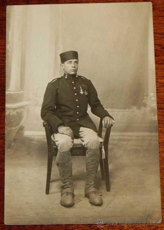 Militaria: ANTIGUA FOTOGRAFIA DE SOLDADO DE ARTILLERIA - CONDECORADO - TAMA&Ntilde;O POSTAL.