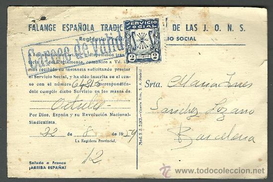 Militaria: L4-42 FALANGE ESPA&Ntilde;OLA TRADICIONALISTA Y DE LAS J.O.N.S - REGIDURIA PROVINCIAL DEL SERVICIO SOCIAL 1