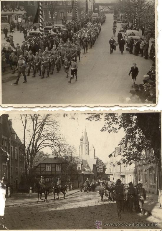 Militaria: 2 fotos, de un desfile de tropas alemanas, hechas en los a&ntilde;os 40, WWII