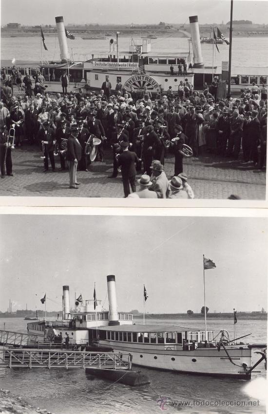 Militaria: 2 fotografias de una fiesta en la ribera del Rhin, a&ntilde;os 40 WWII
